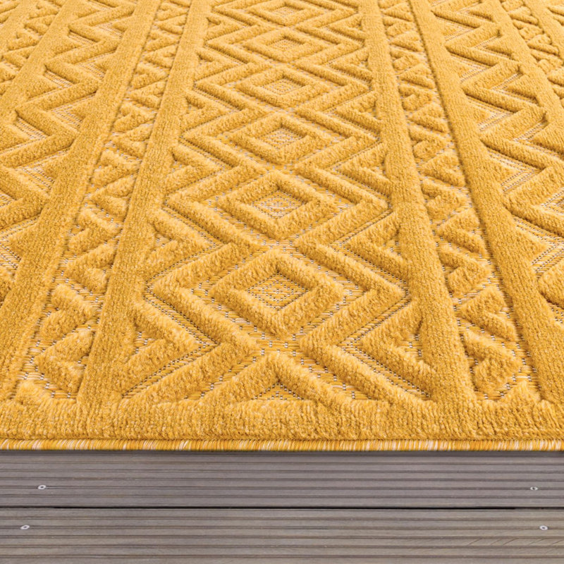 Tapis intérieur / extérieur en polypropylène tissé à la machine Jakius, Rond 6 pi 7 po