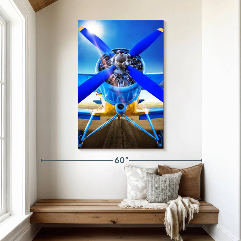 Mehar Blue Propeller Plane, 48" H x 32" W