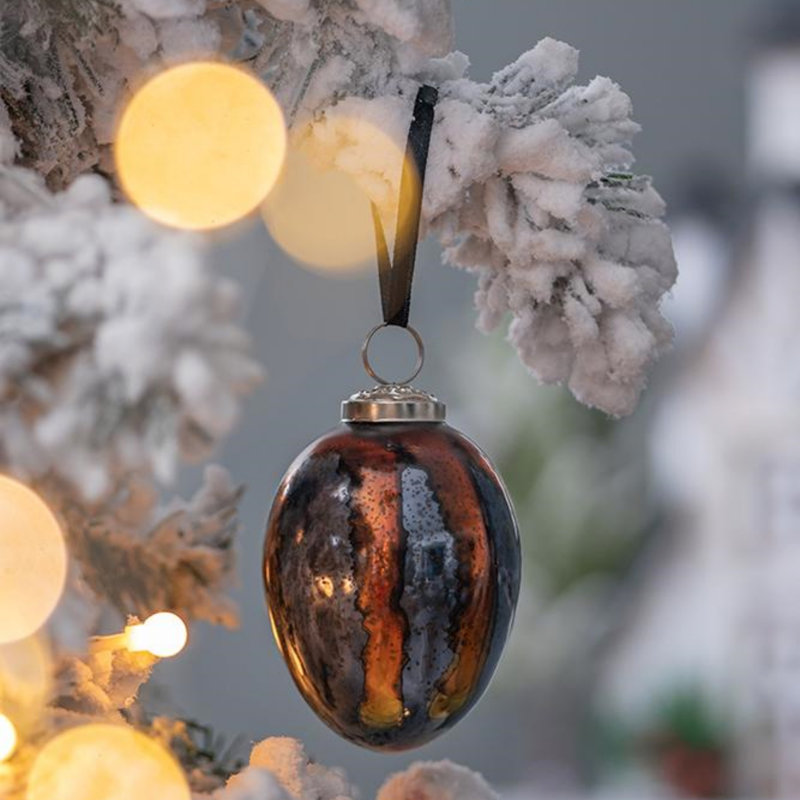 Élégants ornements de Noël en forme d'œuf en verre, ensemble de 6, design pour décoration festive et cadeaux