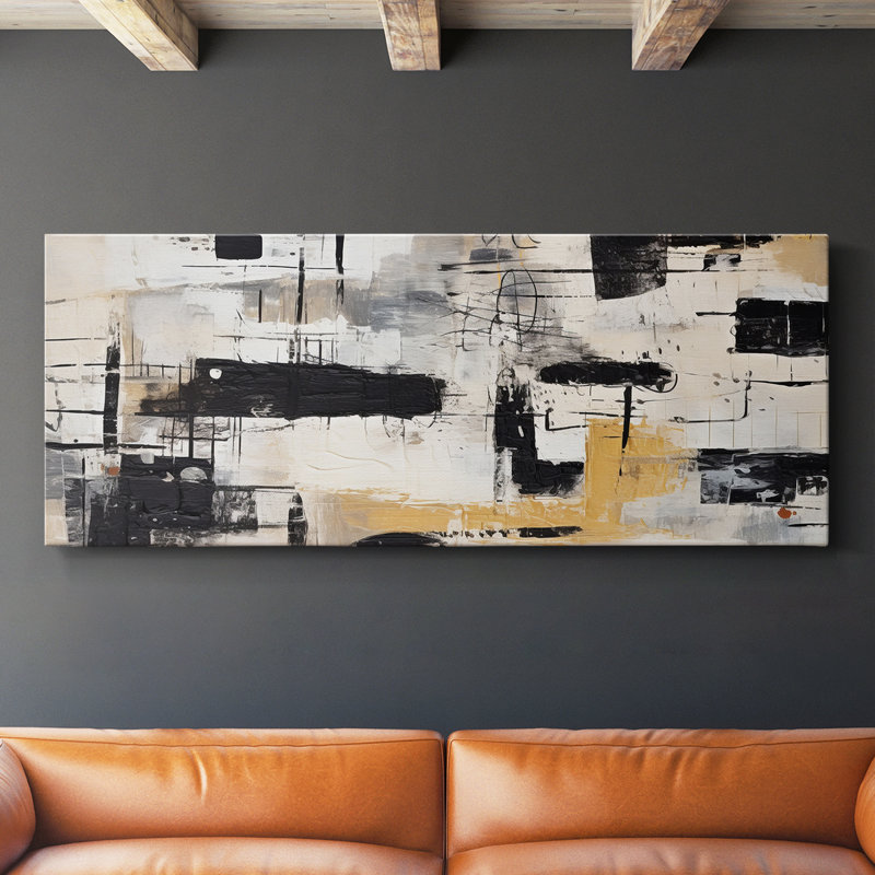 Série abstraite-CCCCXCVII- Toile tendue avec châssis - Prêt à être accroché, H 20 po x l 50 po