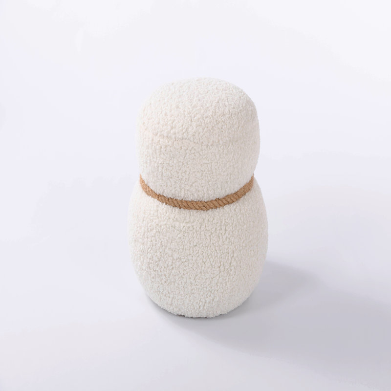Tabouret, coussin moelleux Greig, ludique et mignon, Blanc