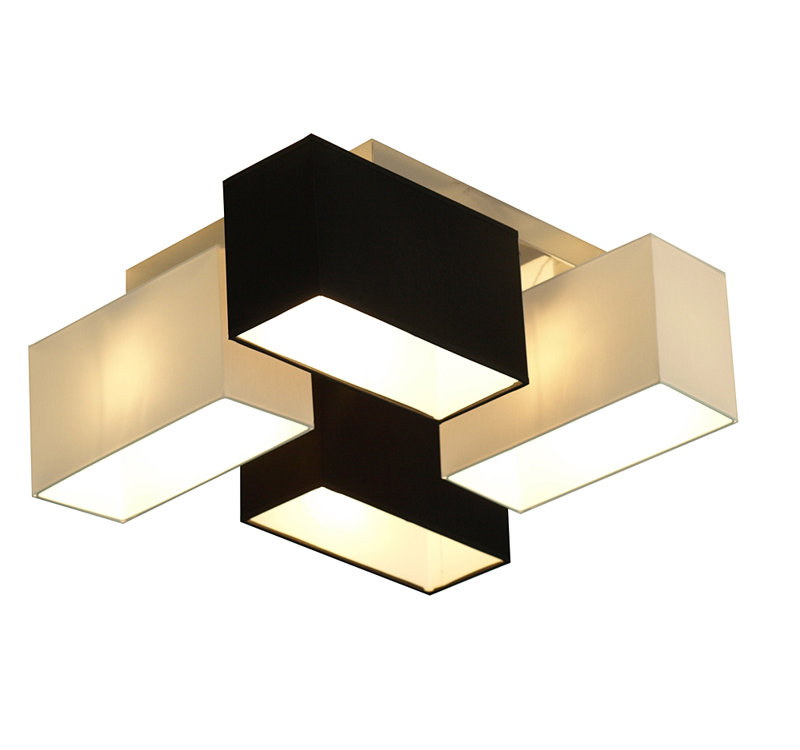 Seaton Semi Flush Mount, White/Black, Wenge