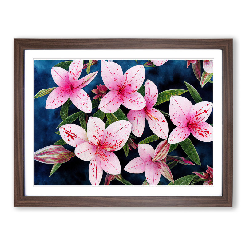 Rhododendron Flower - Single Picture Frame Print, 46cm H x 64cm W x 2cm D, Walnut Framed
