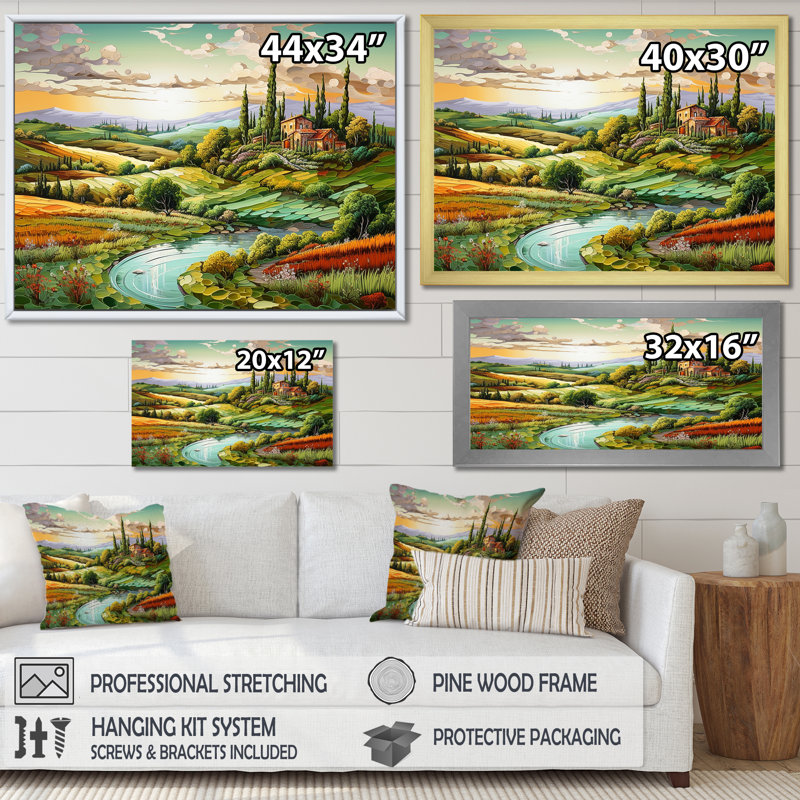 Paysage italien de charme campagne - impressions sur toile campagne, Toile tendue, H 12 po x l 20 po x P 1 po