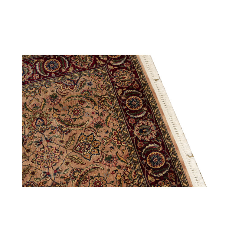 Tapis rouge et orange noué à la main de haute qualité