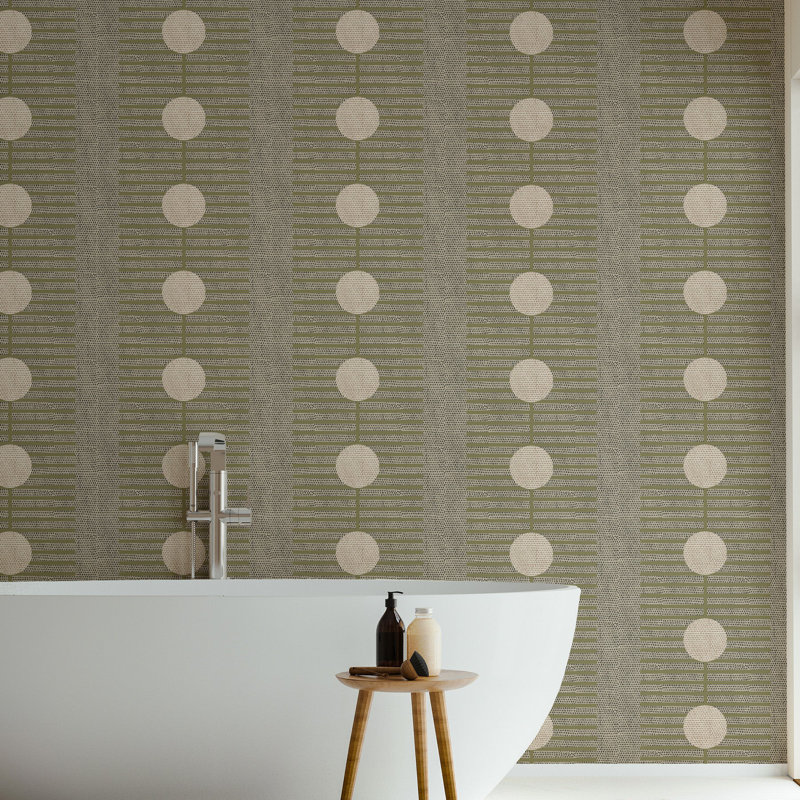 Nomalanga 10' L x 25" W Wallpaper Roll, Olive, Non-pasted