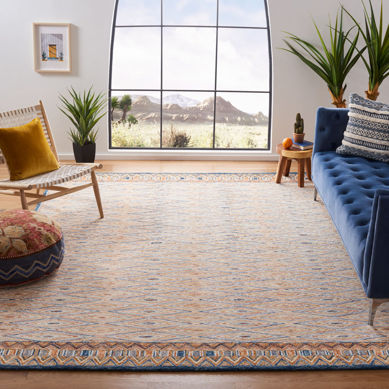 Tapis doré / rouille en laine touffeté à la main Seyler, Rectangle de 5 pi x 8 pi