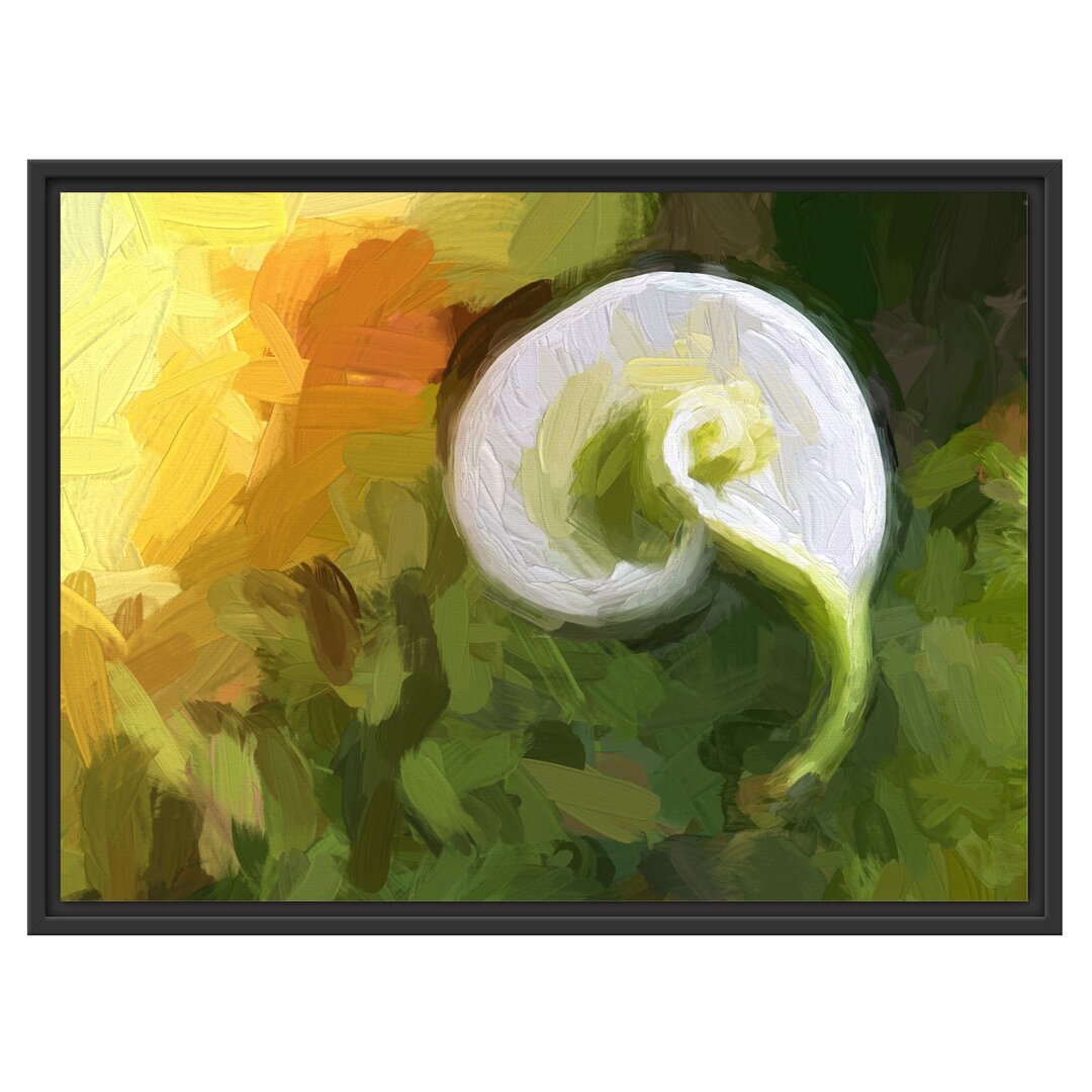 Gerahmtes Wandbild weiße Calla Lilie Blüte Kunst