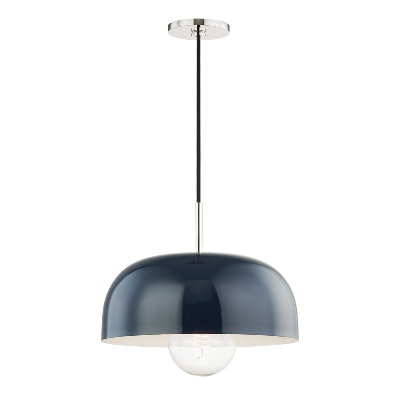 Luminaire suspendu en forme de dôme à 1 lumière Avery, Marine, Nickel poli, H 5,75 po x l 14 po x P 14 po