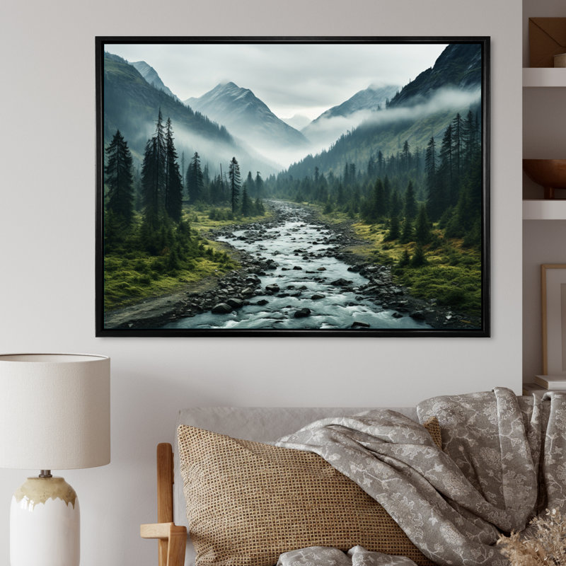 Canada Misty Mountains - impression, H 34 po x l 44 po x P 1,5 po, Cadre flottant noir