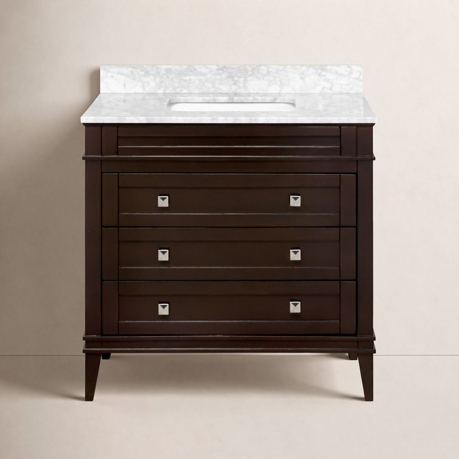 30'' Single Bathroom Vanity, Chocolate, Carrara Marble