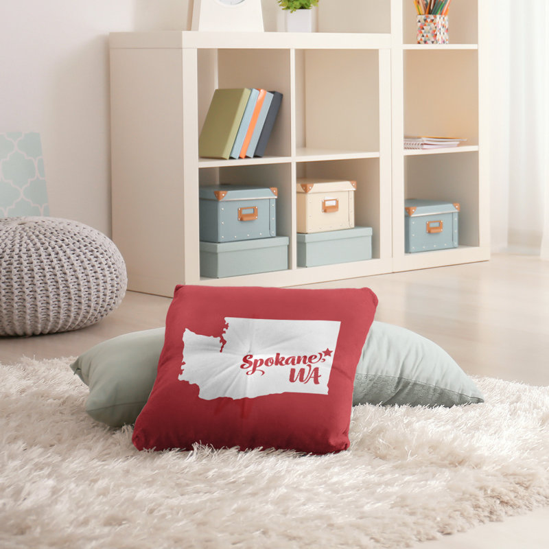Coussin de plancher touffeté, 30 po x 30 po, Rouge, Spokane