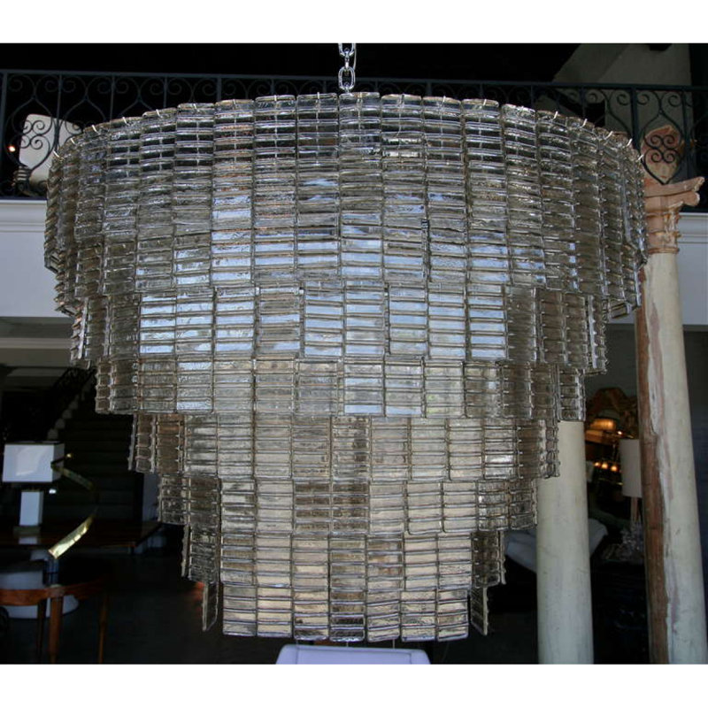 Lustre ovale ovale Venini, G - vert, Nickel satiné, 30" Width x 16" Depth x 20" Height