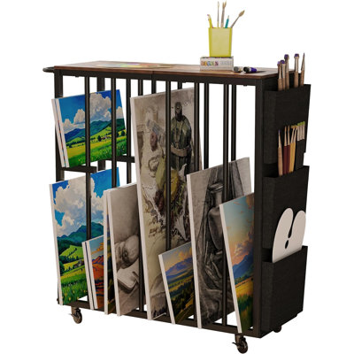 Étagère de rangement pour œuvres d'art à roulettes, organisateur de rangement pour toiles