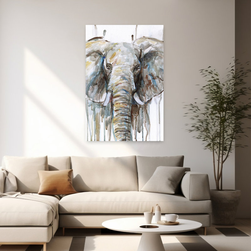 Art abstrait éléphant contemporain, H 60 po x l 40 po