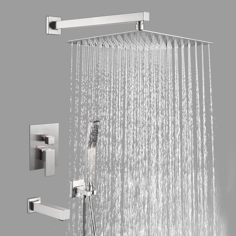 Complete Shower System with Rough in-Valve, Silver