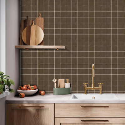 Literary License 3'' W x 3'' L Porcelain Concrete Look Tile Grid Mosaic Sheet