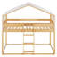 Lit superposé simple en bois avec tente et structure de maison | Conception en bois massif-1975075884