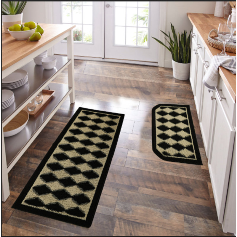 Tapis de cuisine antidérapant Mazzola, Noir