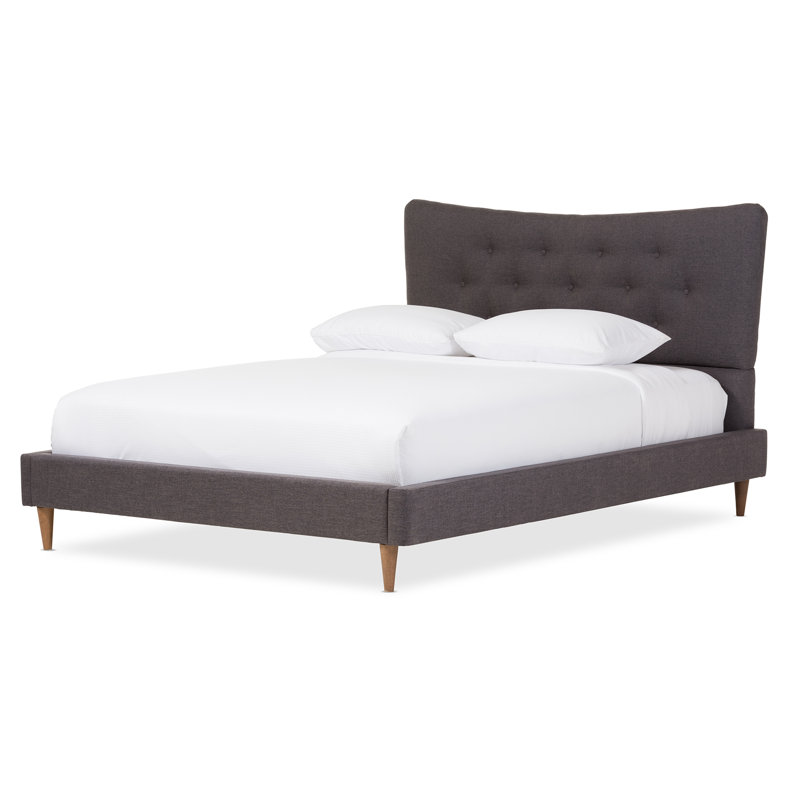Lit plateforme tapissier Belony, Gris foncé, Très grand