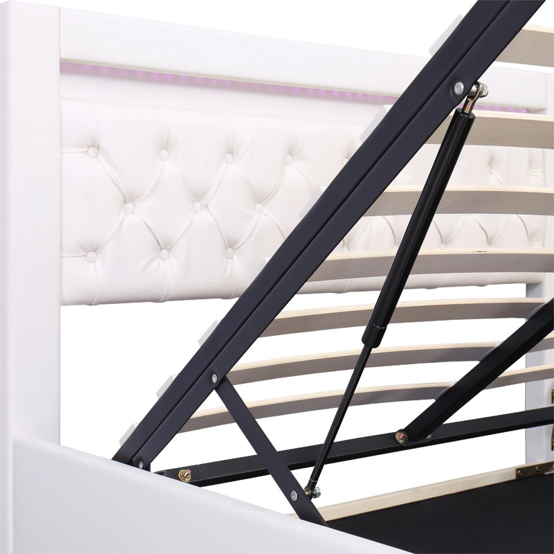 Breeyanna Upholstered Storage Bed, White,  Kingsize (5')