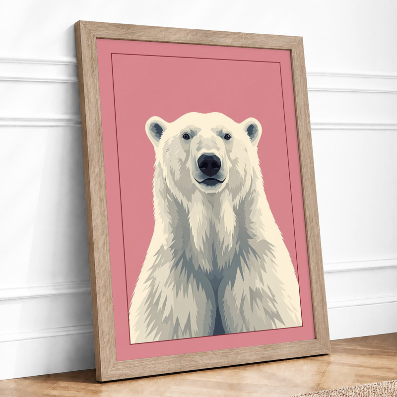 Calm Polar Bear Modern - Framed Print, A2 - 59.4 x 42.0 cm, Oak