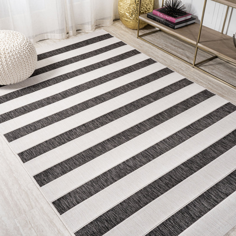 Tapis noir / crème Aveiro, Rectangle 10 pi x 14 pi
