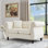 Canapé Chesterfield 58,8 po en velours beige pour salon, canapé 2 places capitonné avec accoudoirs roulés et têtes de clou