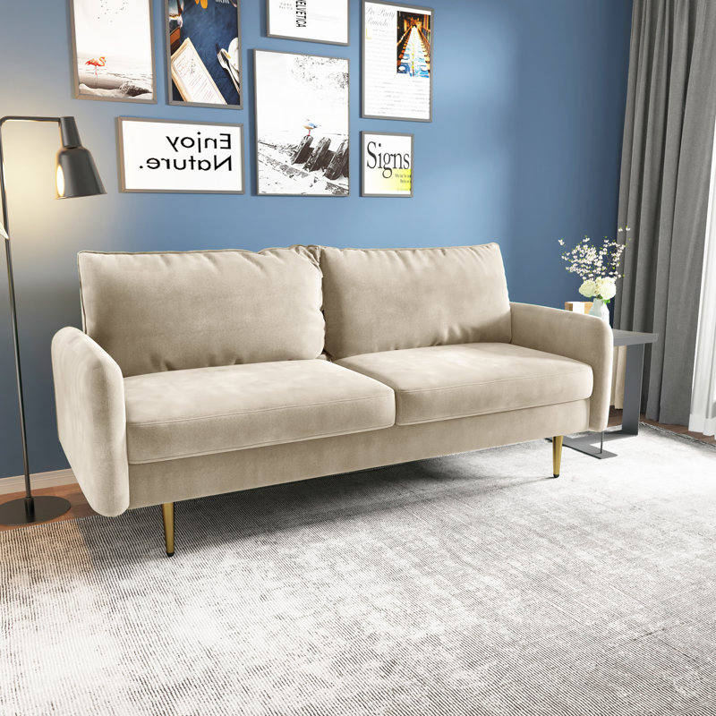 Siniard 70'' Upholstered Sofa, Beige 100% Polyester, 33.1" H X 70" W X 31.7" D