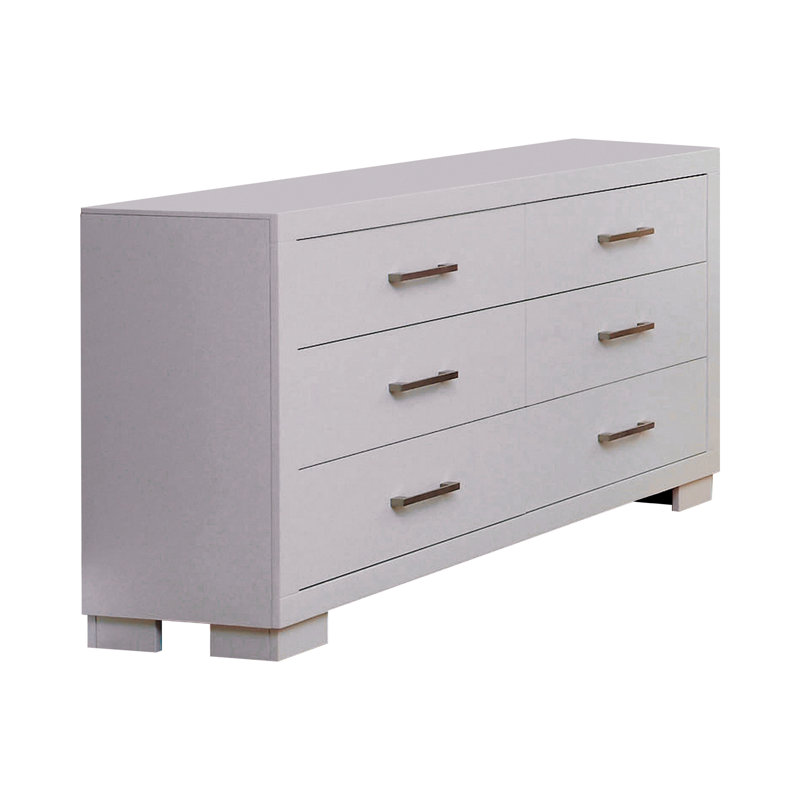 Commode double 6 tiroirs avec miroir Fareid, Blanc
