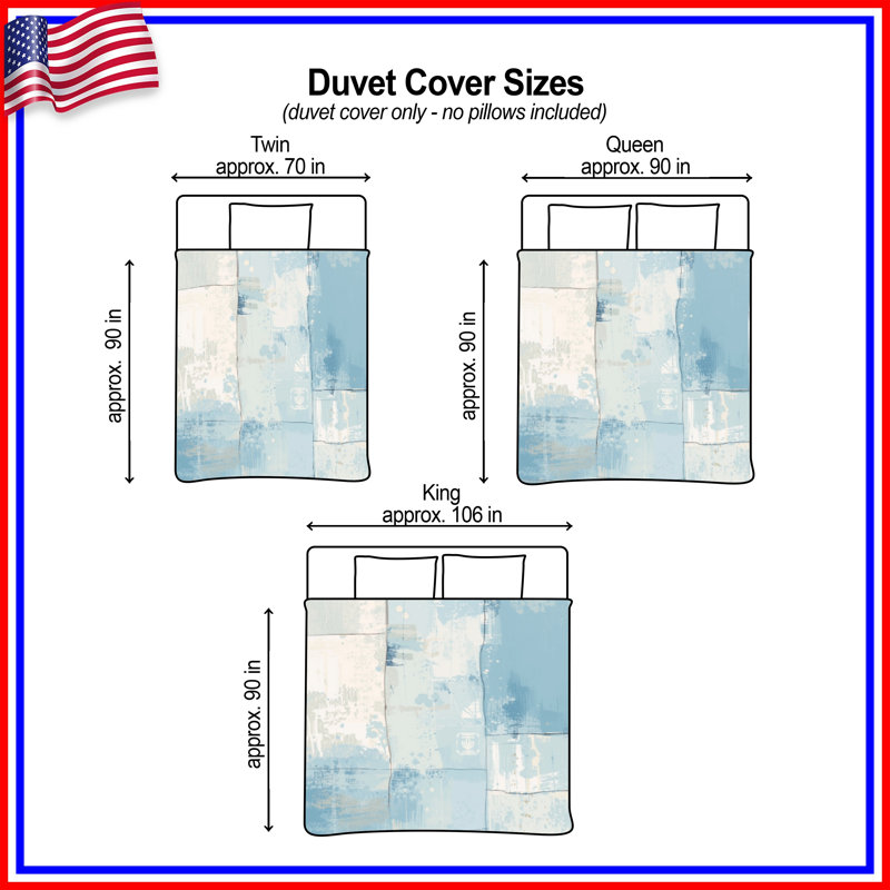 Blue Abstract Patchwork Duvet Covers, Queen