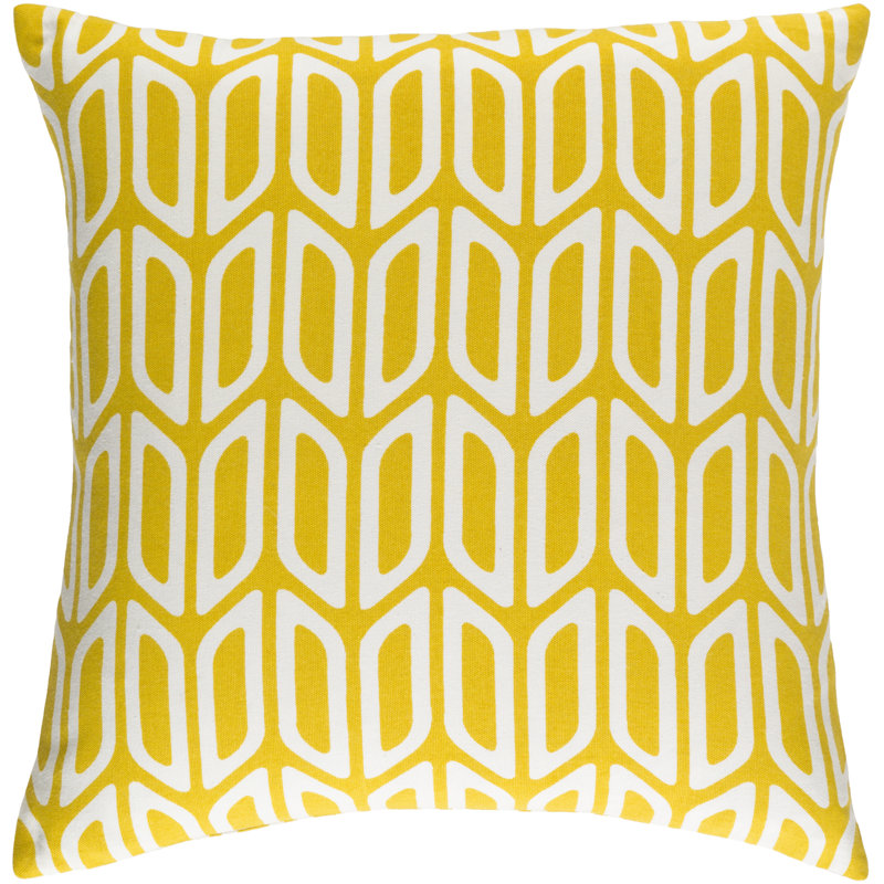 Trudy Geometric Cotton Reversible Pillow Cover, Yellow/ White, Down/Feather