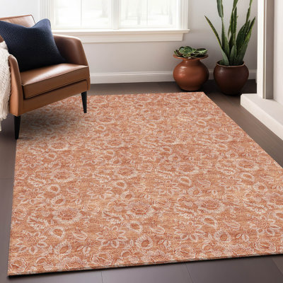 Premium Machine Washable Prisco Salmon Rug