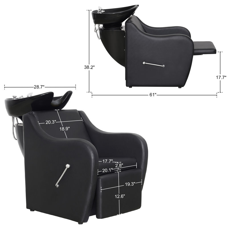 Fauteuil de lavabo en céramique, Similicuir noir