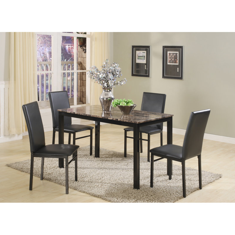 Ensemble repas pour 4 personnes Bueschel , Noir, Marbre noir