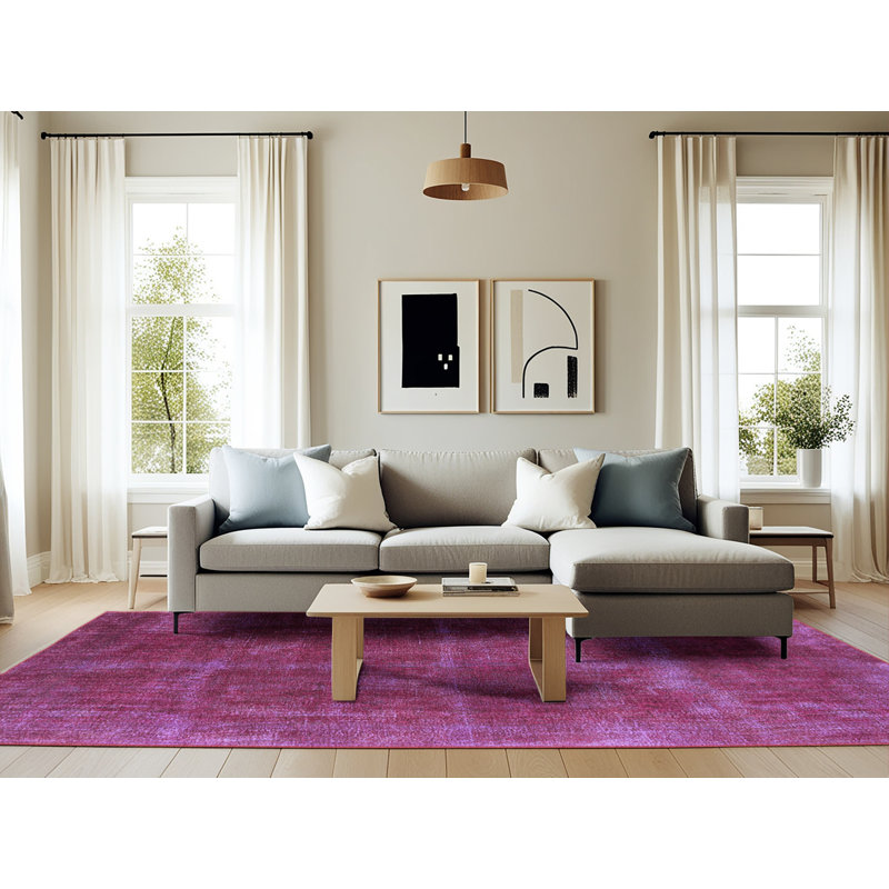 Tapis mauve à motif abstrait Runolfson, Rectangle 6' x 9'