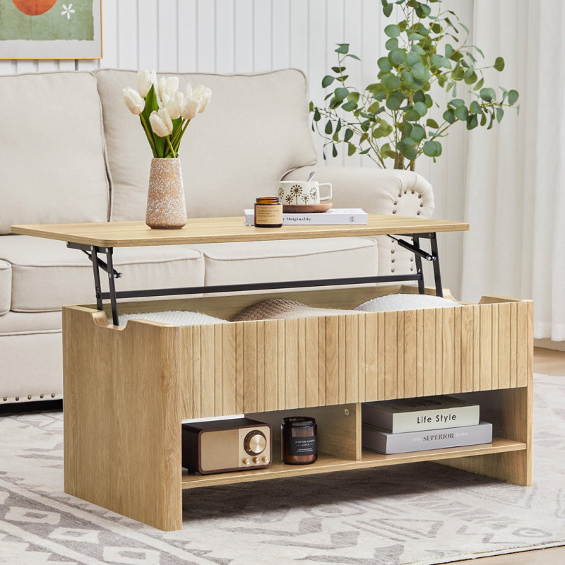 35.4" Lift Top Coffee Table, Yellow