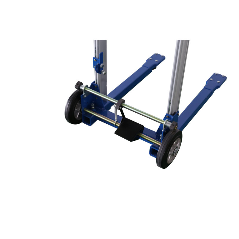 Empileur manuel à manivelle en acier bleu, capacité de 181 kg (400 lb), construction robuste