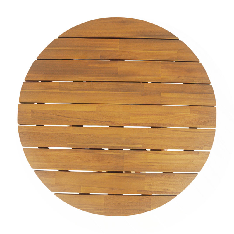 Outdoor Acacia Wood Patio Coffee Table, Round Coffee Table For Backyard, Lawn, Balcony,Teak Finish, Teak