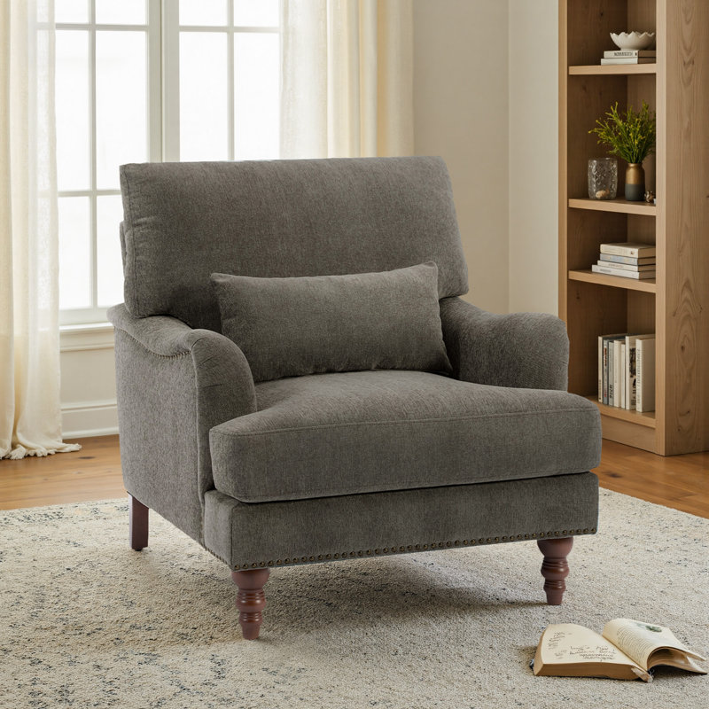 Upholstered Armchair, Tan