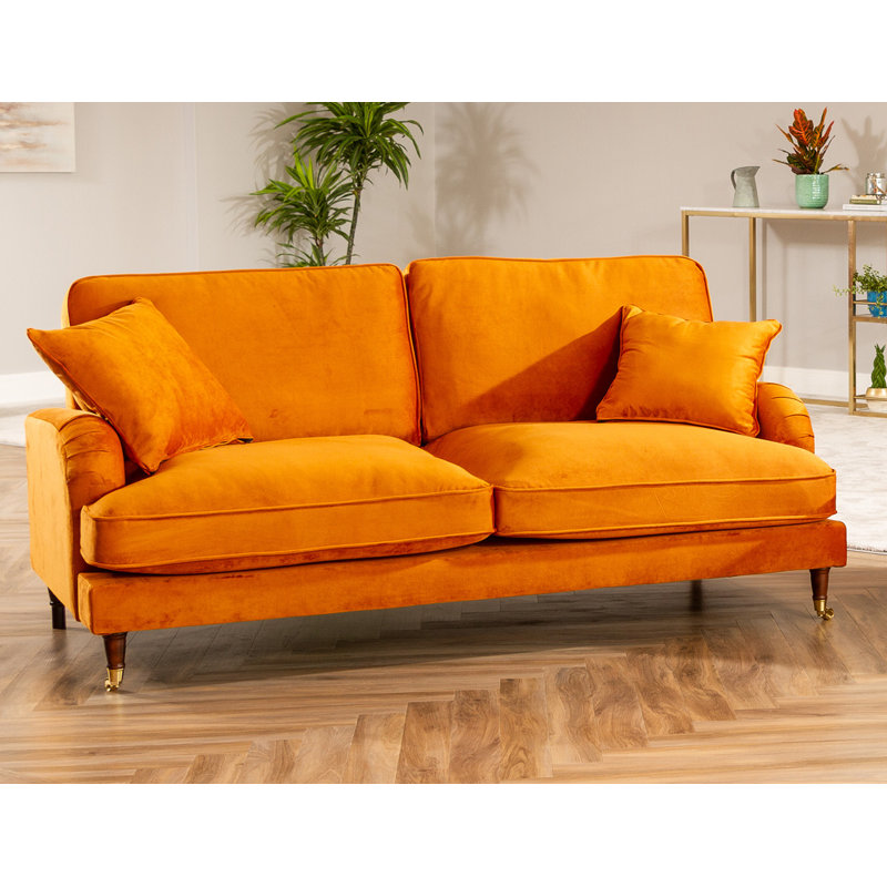 Fabiola Velvet Sofa, Orange, 3