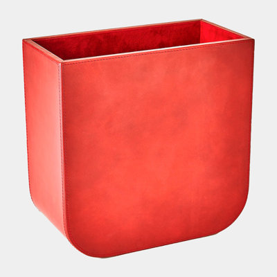 Radius Edge Leather Wastebasket-Black