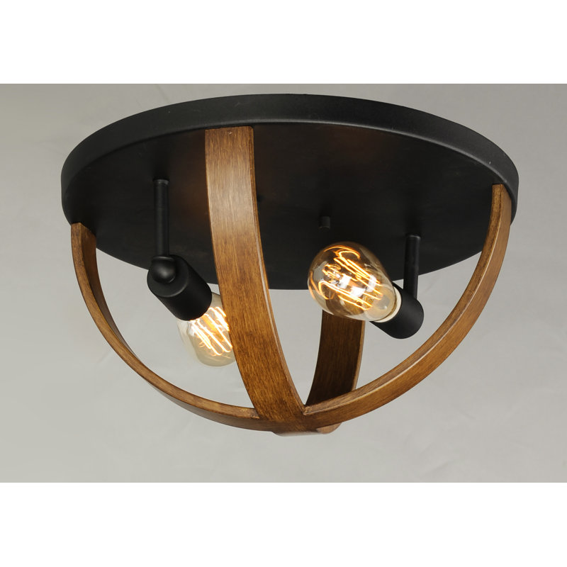 Plafonnier encastré 2 lumières 15,75 po Kesgrave, Pacane antique / Noir