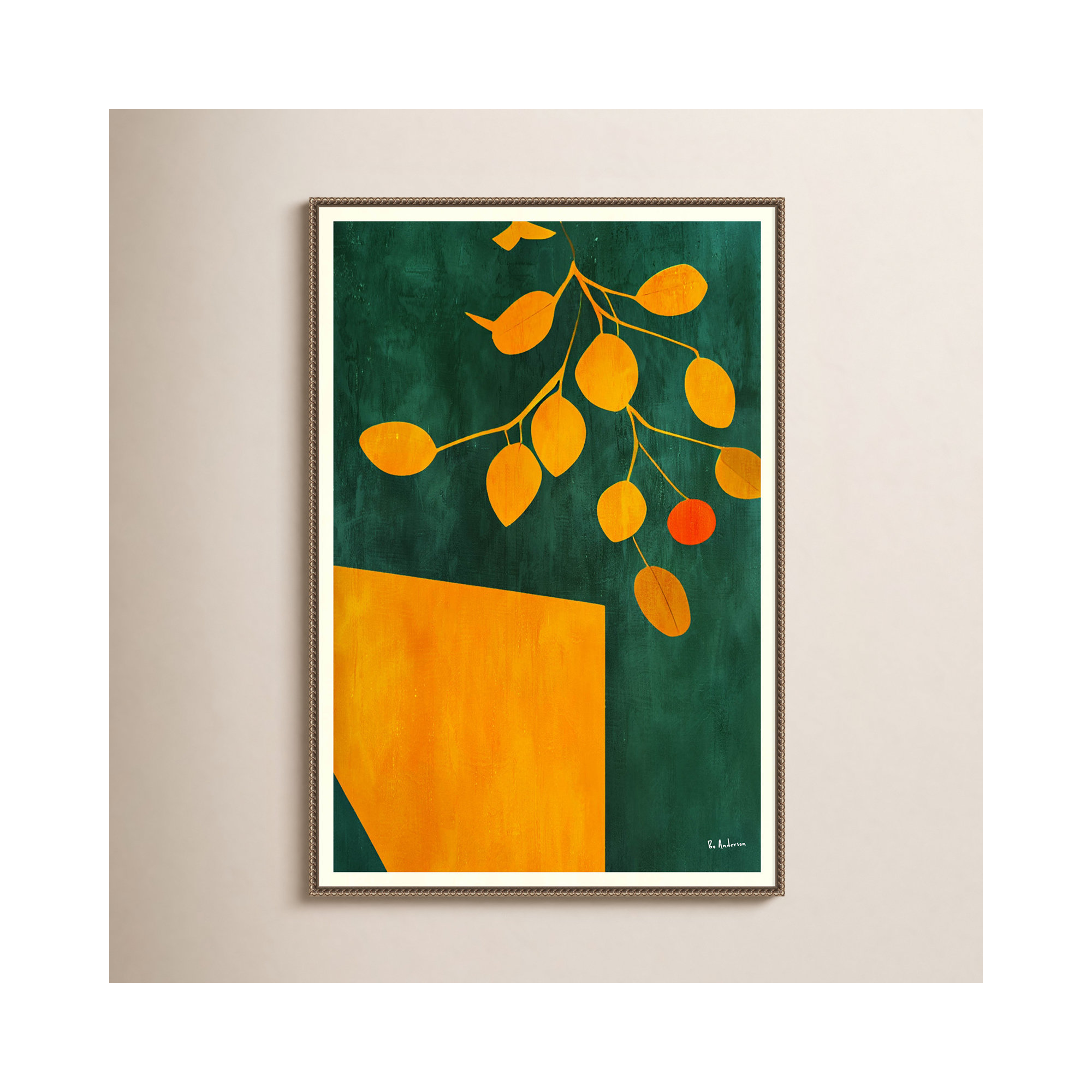 Golden Autumn Leaves by Bo Anderson, 33" H x 23" W x 2" D
