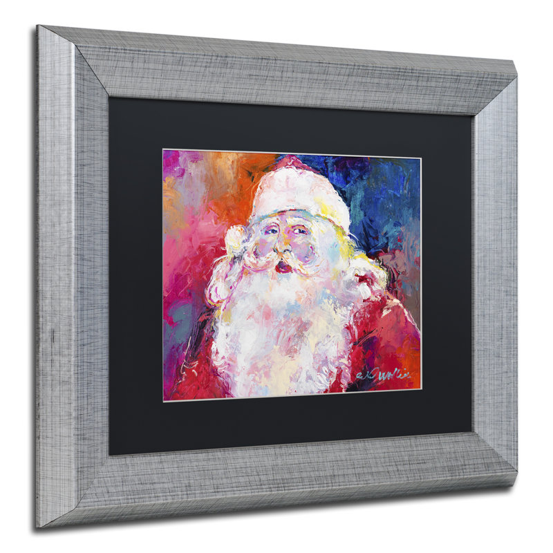 « père noël », impression sur toile, H 11 po x l 14 po x P 0,5 po, Noir, Cadre argenté