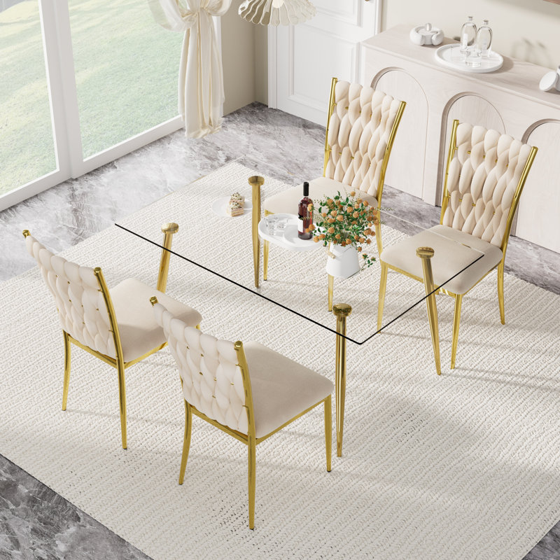 Ensemble repas rectangulaire pour 4 à 6 personnes, Beige, H 30 po x L 51 po x l 31,5 po, 5
