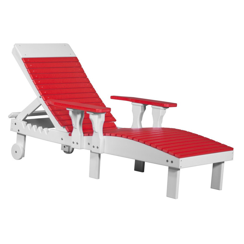 Chaise de patio inclinable Dicie, Rouge / Blanc