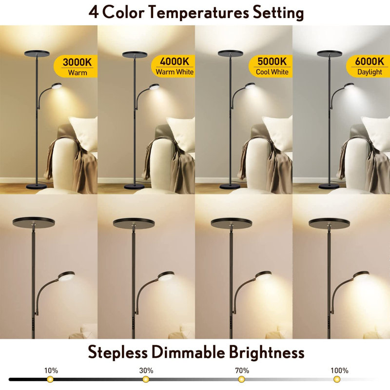 Prescod 70.5'' LED Torchiere Floor Lamp, Black