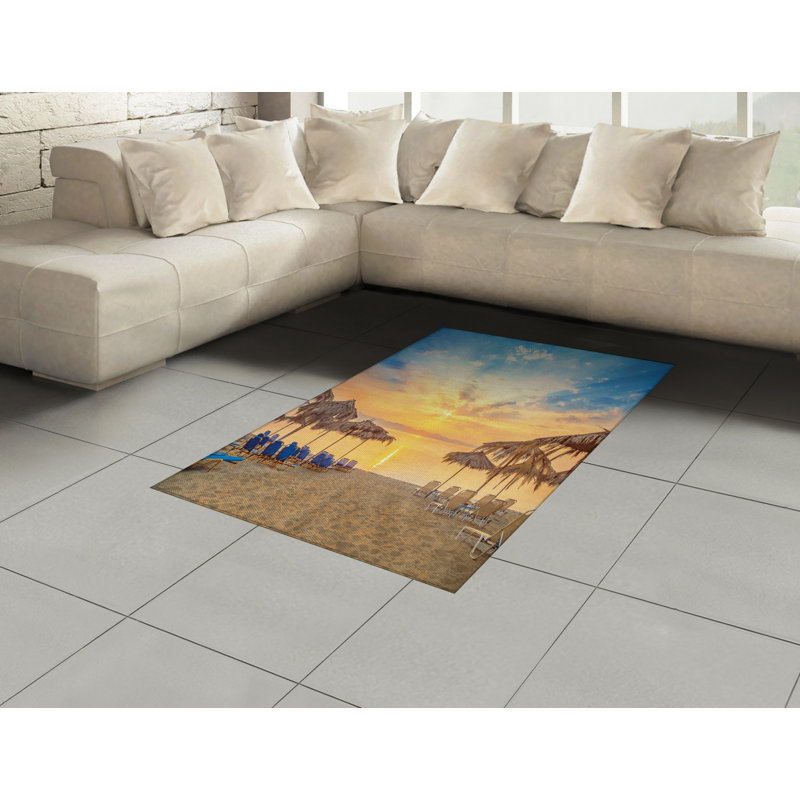 Summer High Density Long Fiber Poly Threads Decorative Area Rug Carpet, Rectangle 4' x 5'8"