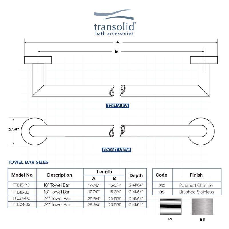 Turin 17.75'' Brushed Stainless Steel Wall Mounted Towel Bar